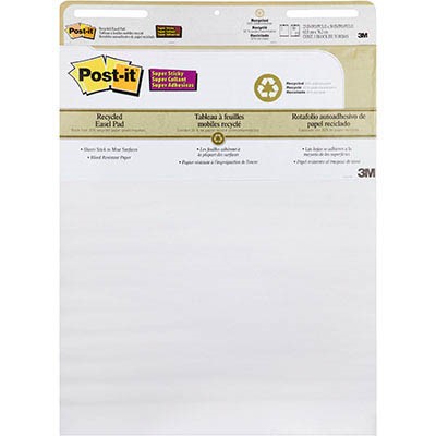 3M 559RP POSTIT SUPER STICKY RECYCLED EASEL PAD 635 X 775MM 30 SHEETS