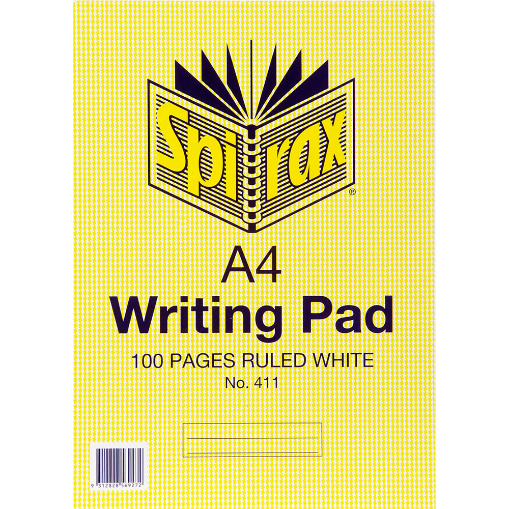 SPIRAX 56411 411 WRITING PAD A4 100 PAGES RULED BANK WHITE