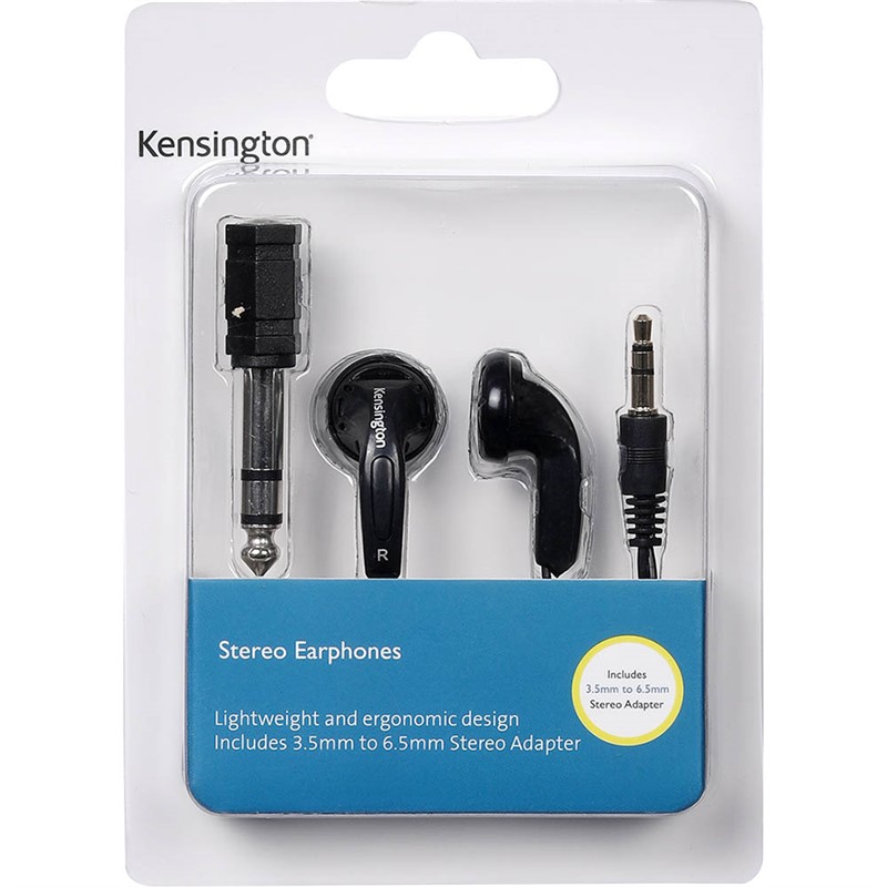 KENSINGTON STEREO EARPHONES BLACK