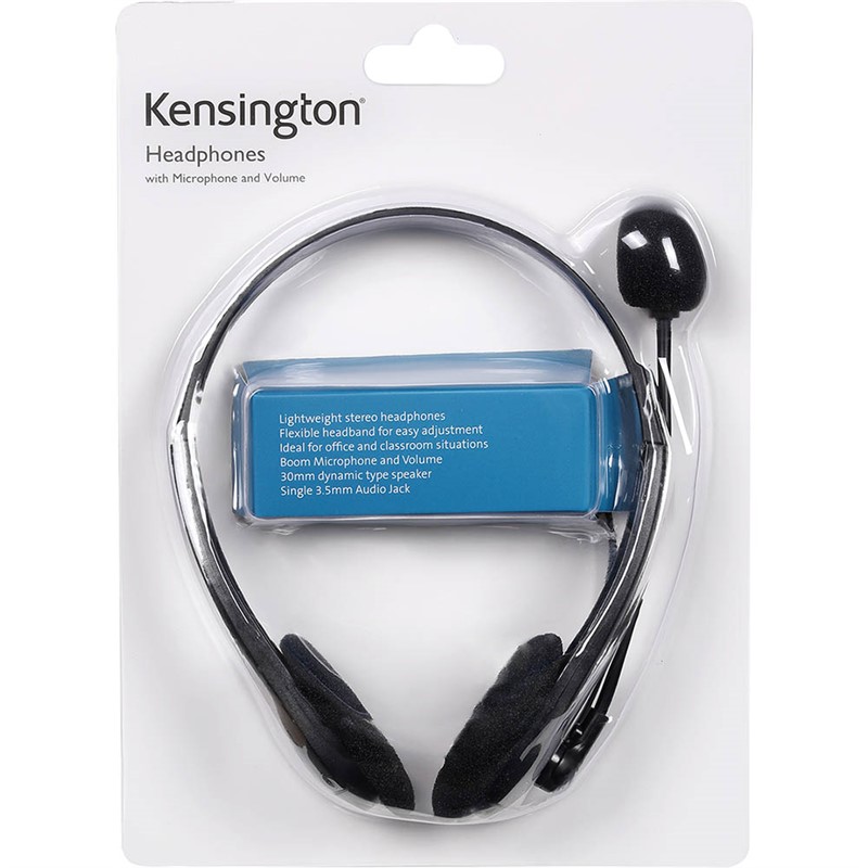 KENSINGTON LIGHT WEIGHT HEADPHONES WITH MICROPHONE BLACK