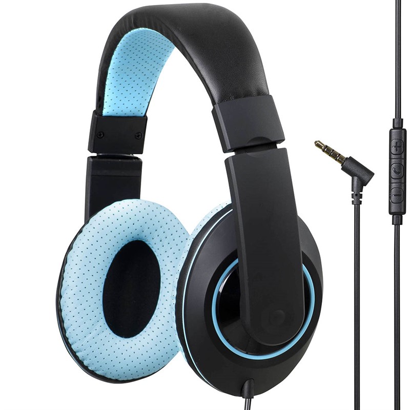 KENSINGTON HEADPHONES WITH INLINE MIC AND VOLUME CONTROL BLUE
