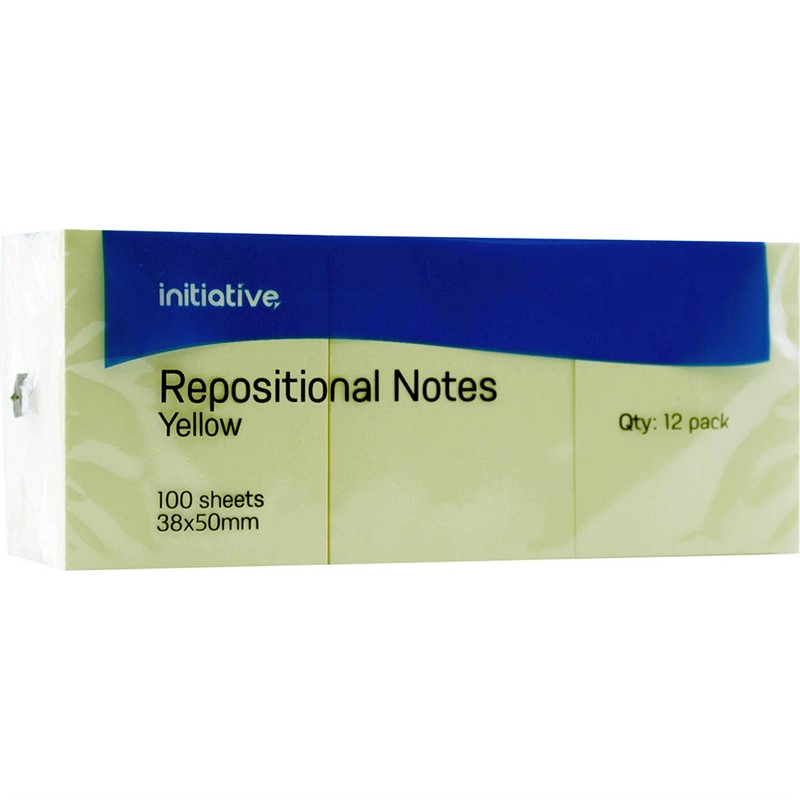 REPOSITIONAL NOTES 40 X 50MM YELLOW PACK 12