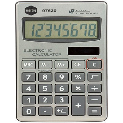 MARBIG 97630 CALCULATOR HANDHELD 8 DIGIT DUAL POWER