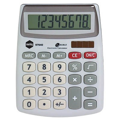 MARBIG 97640 CALCULATOR COMPACT DESKTOP 8 DIGIT SILVER DUAL POWER