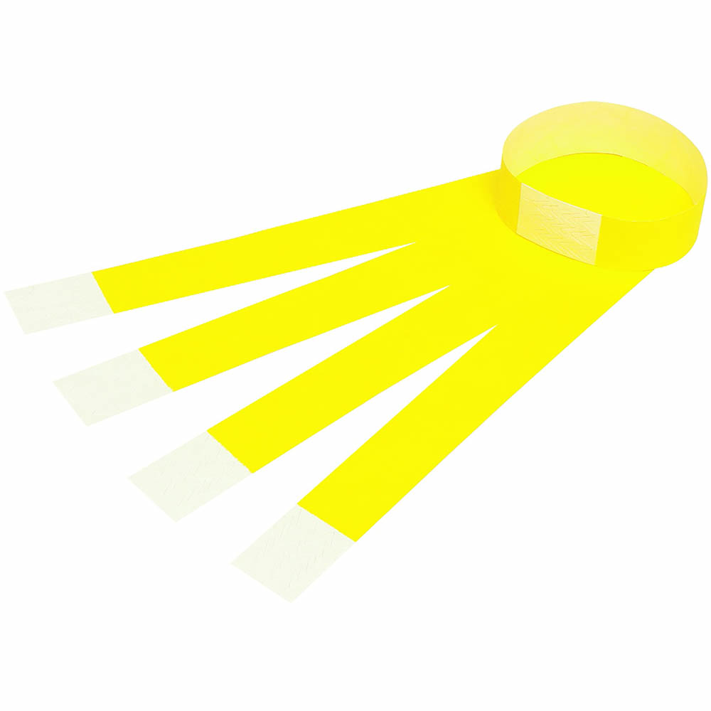 REXEL 9861105 TYVEK WRIST BANDS WITH SERIAL NUMBER FLUORO YELLOW PK100