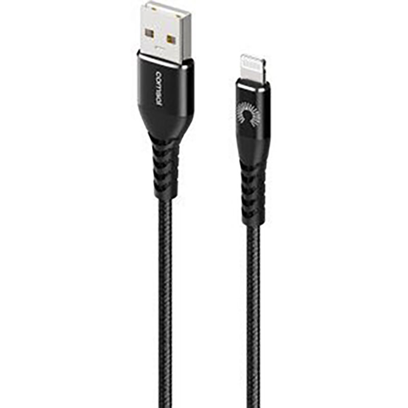 COMSOL USBA TO APPLE LIGHTNING CABLE REINFORCED WITH ARAMID FIBRE 12M BLACK