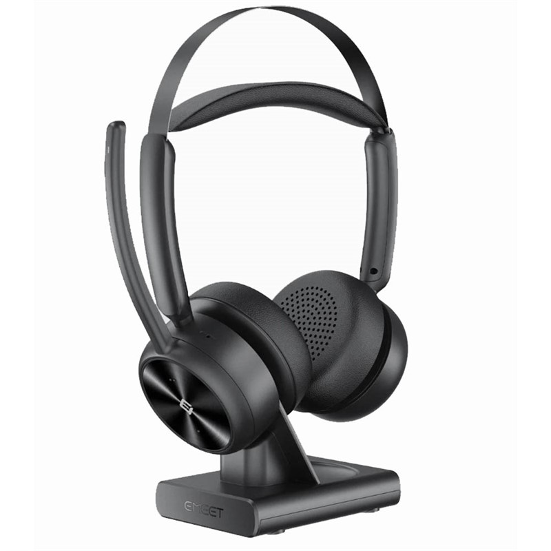 EMEET HS80 GENIUSCALL WIRELESS BLUETOOTH ONEAR HEADSET WITH CHARGING BASE AND SUPER ENC BLACK