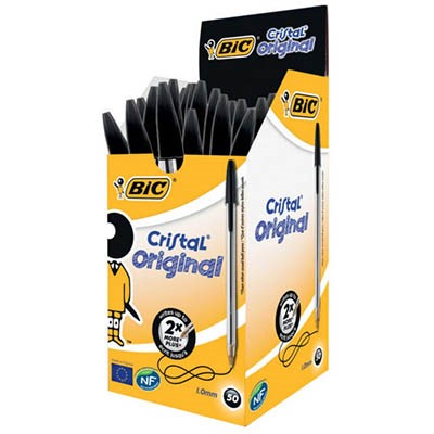 BIC 10204 CRISTAL BALLPOINT PEN MEDIUM BLACK BX50
