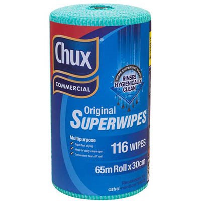 CHUX 9316B SUPERWIPES REGULAR 30CM X 65MTR 116 WIPES ROLL BLUE