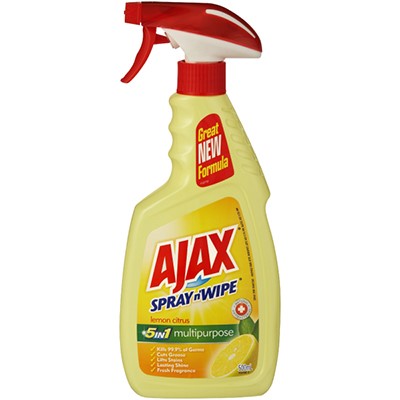 AJAX SPRAY N WIPE WITH TRIGGER ANTIBACTERIAL 5 IN 1 CLEANER LEMON CITRUS 500ML