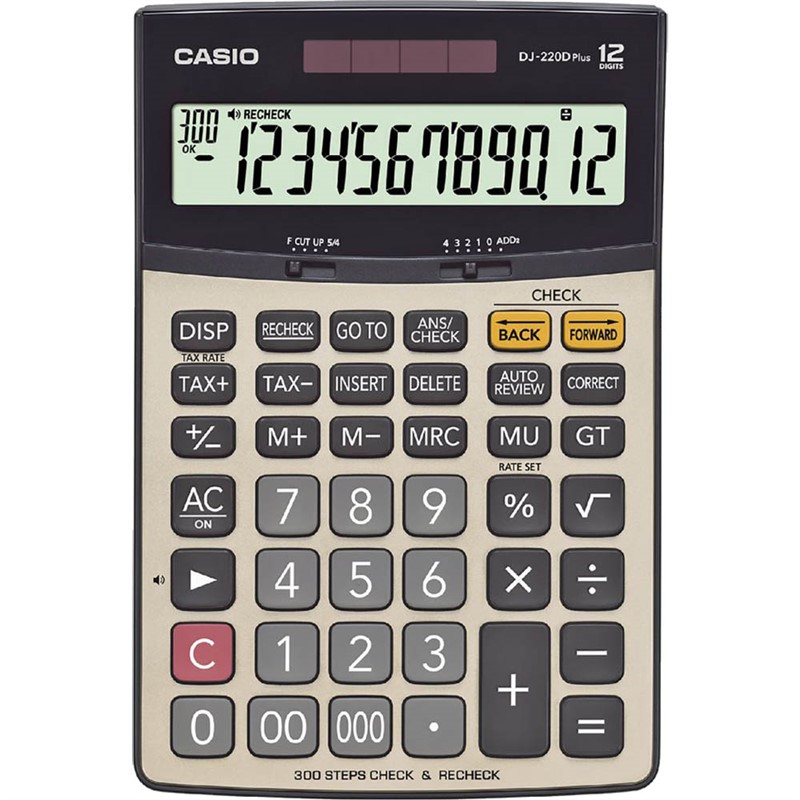 CASIO DJ220DPLUS DESKTOP TAX CALCULATOR 12 DIGIT GREY