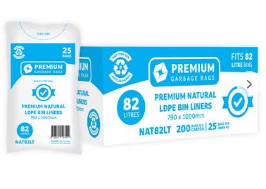 AUSTAR 82L CLEAR BIN LINER 790MM X 1000MM PACK 25 SHIPS FROM SYDNEY