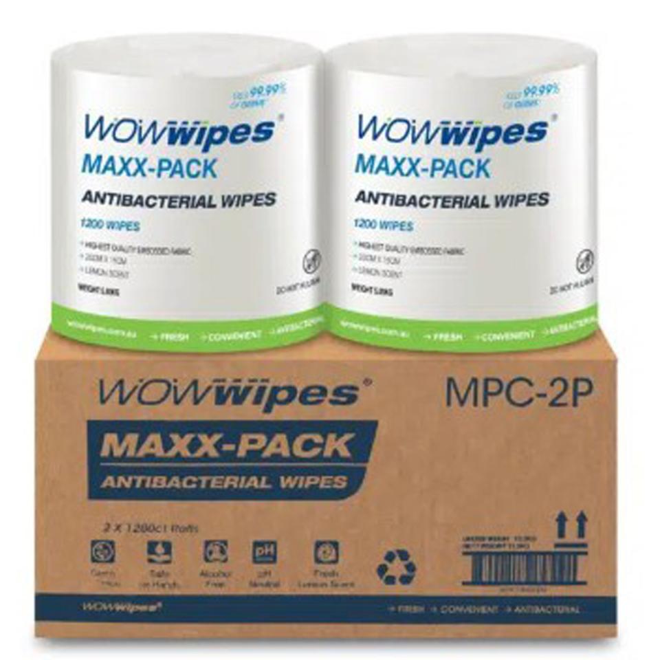 WOW ANTIBACTERIAL WIPES ROLL 1200 CARTON OF 2