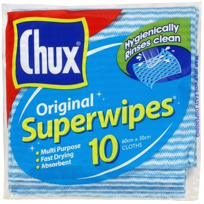 CHUX ORIGINAL SUPERWIPES REGULAR 60X30CM COLOURED PK10