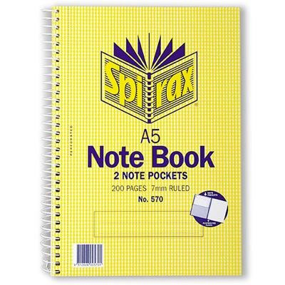 SPIRAX 56570 570 SPIRAL NOTEBOOK SIDE OPEN WITH POCKET A5 100LEAF 200 PAGE