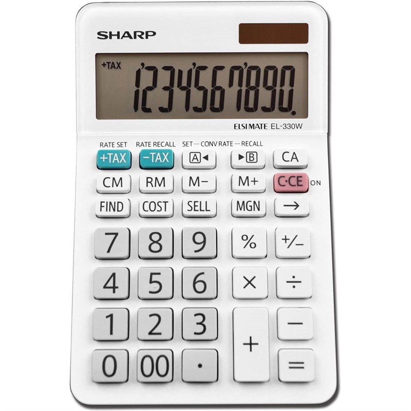 SHARP EL340WB DESKTOP CALCULATOR 12 DIGIT WHITE