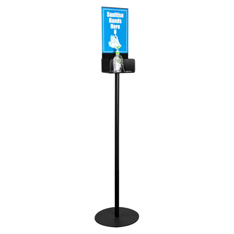 DEFLECTO HAND SANITISER DISPLAY STAND SINGLE A4 15M BLACKCLEAR