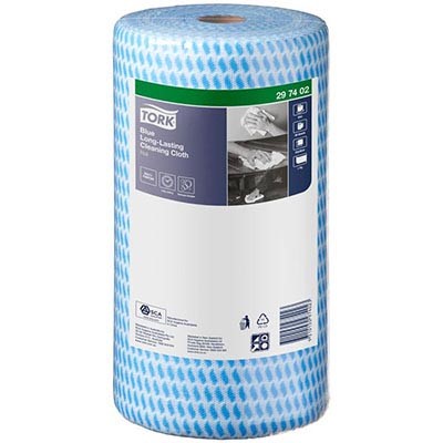 TORK 0297402 PREMIUM SPECIALIST CLOTH COLOUR CODED REGULAR 30CMX50CM X 45MTR 90 SHEET ROLL BLUE