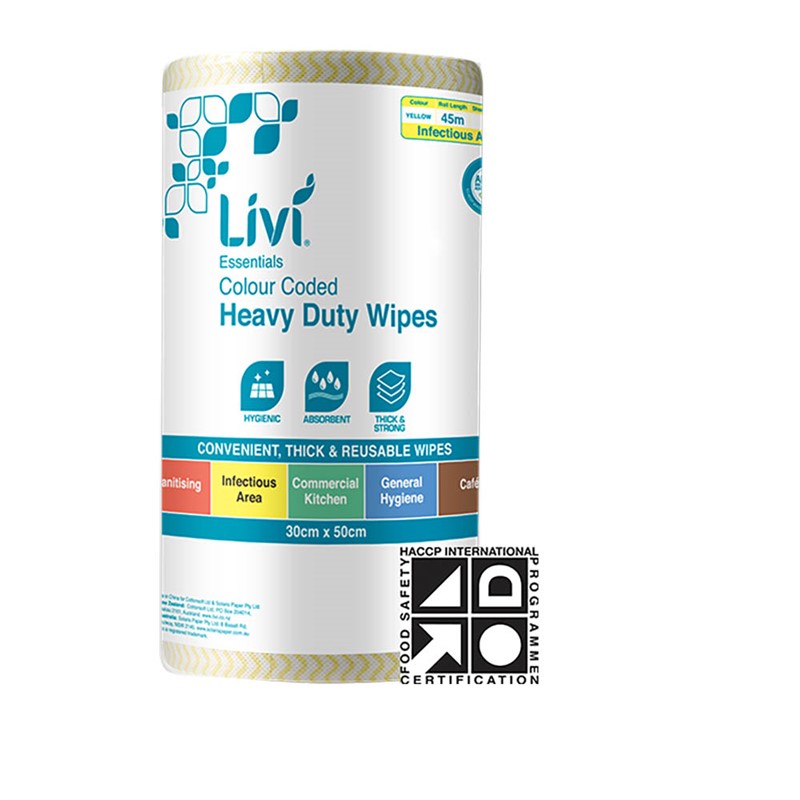 LIVI ESSENTIALS COMMERCIAL WIPES YELLOW CTN4