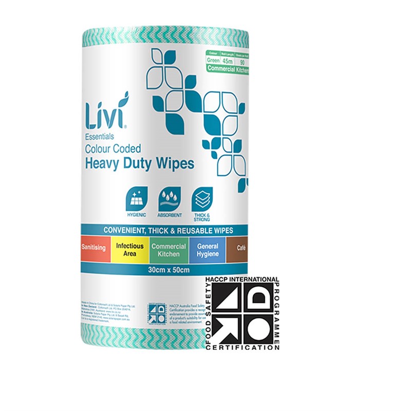 LIVI ESSENTIALS COMMERCIAL WIPES GREEN CTN4