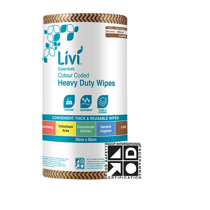 LIVI ESSENTIALS COMMERCIAL WIPES BROWN CTN4