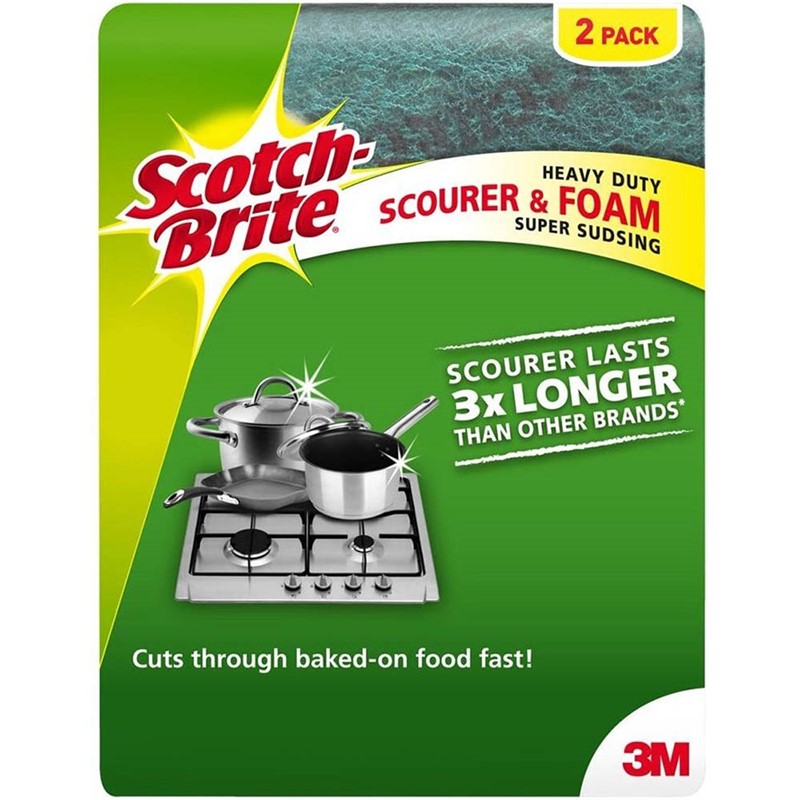 3M SCOTCHBRITE SCOURER SPONGE TWIN PACK