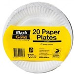 BLACK AND GOLD PAPER PLATE UNCOATED 175MM PK20