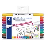 STAEDTLER DOUBLEENDED DRY ERASE PENS ASSORTED PACK 10