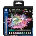 STAEDTLER PIGMENT BRUSH PEN 371 PASTEL COLOURS PACK 12