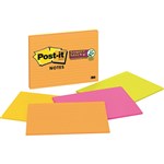3M 6845SSPL POSTIT SUPER STICKY NOTE RULED MEETING 149X200MM ASSORTED NEON ELECTRIC GLOW PK4