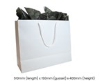 EXTRA LARGE WHITE LAMINATED EUROPEAN GIFT BAG PK50 510mm x 150mm H x 400mm Gusset SHIPS FROM SYDNEY 