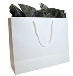 LARGE WHITE LAMINATED EUROPEAN GIFT BAG PK50 405mm x 120mm H x 300mm Gusset  SHIPS FROM SYDNEY 