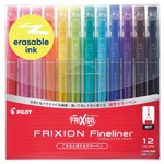 PILOT FRIXION ERASABLE FINELINER PEN 045MM ASSORTED PACK 12