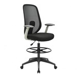 BURO FORCE DRAFTING CHAIR LIGHT GREY FRAME BLACK SEAT