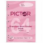PICTOR PREMIUM BINDER BOOK A4 64 PAGE 8MM RULED 70GSM RADIO LOCATOR