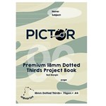 PICTOR PREMIUM PROJECT BOOK A4 96 PAGE 18MM DOTTED THIRDS  PLAIN 70GSM AQUARIUS