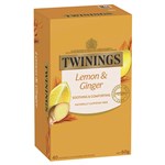 TWININGS TEA BAGS HERBAL FLAVOURED INFUSION LEMON AND GINGER PACK 40