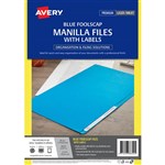 AVERY 88322 MANILLA FOLDER WITH 24 LASER TITLE LABEL FOOLSCAP BLUE PACK 20