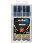 ARTLINE 107075HC 70 PERMANENT MARKER BULLET 15MM BLACK HARD CASE PACK 4