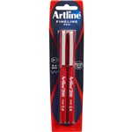 ARTLINE 200 FINELINER PEN 04MM RED PACK 2