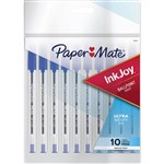 PAPERMATE AP012981 INKJOY 100 BALLPOINT PEN MEDIUM 10MM CLEAR TRIANGULAR BARREL BLUE PACK 10