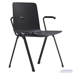 ARIA 4 LEG CHAIR METAL FRAME WITH ARMS BLACK