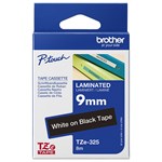 BROTHER TZE325 PTOUCH TAPE 9MM X 8MTR WHITE ON BLACK LAMINATED