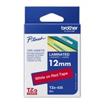 BROTHER TZE435 PTOUCH TAPE 12MM X 8MTR WHITE ON RED LAMINATED