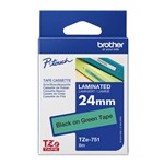 BROTHER TZE751 PTOUCH TAPE 24MM X 8MTR BLACK ON GREEN LAMINATED