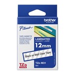 BROTHER TZEM31 LABELLING TAPE 12MM BLACK ON CLEAR MATT