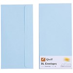 QUILL DL COLOURED ENVELOPES PLAINFACE STRIP SEAL 80GSM 110 X 220MM POWDER BLUE PACK 25