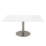 RAPIDLINE ESTILO SQUARE COFFEE TABLE 540MM DIA NATURAL WHITE AND STAINLESS STEEL BASE