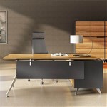 NOVARA EXECUTIVE DESK LEFT HAND RETURN 2150 X 1850 X 750MM ZEBRANO TIMBER VENEER