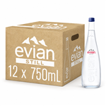 EVIAN STILL MINERAL WATER GLASS BOTTLE 750ML X 12